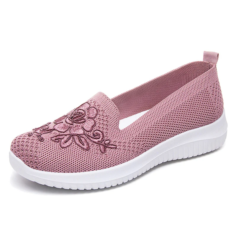 Damen Bequeme Slip-On Sneakers mit floralen Stickereien Heidi Mode - Image 4