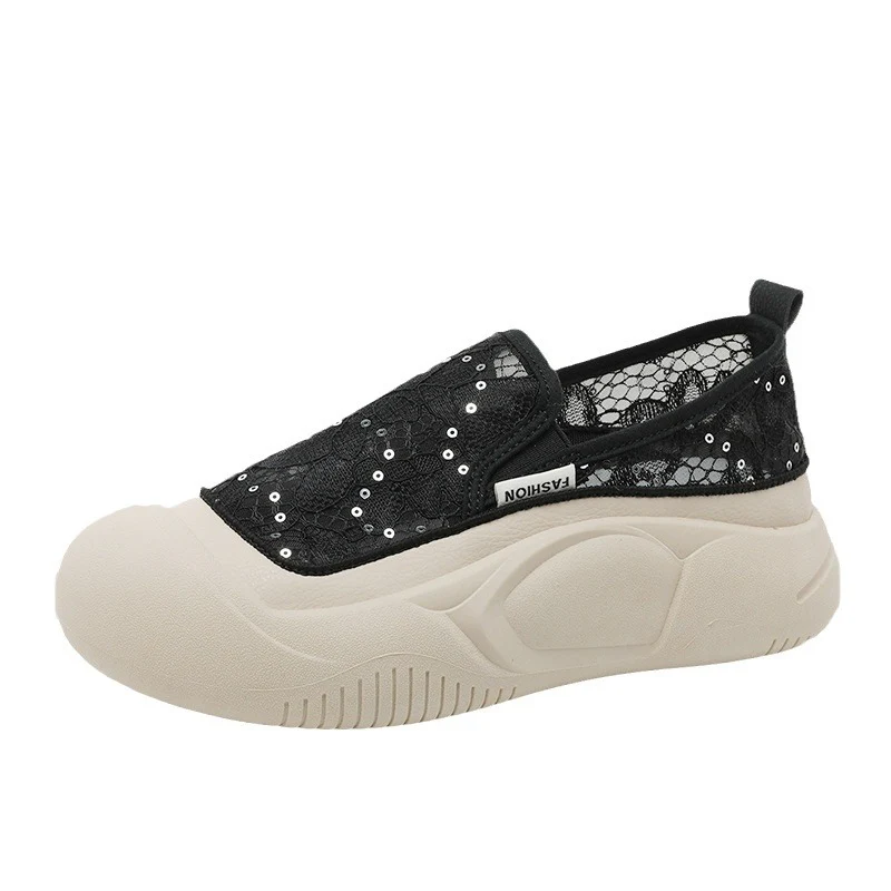 Damen bequeme Slip-On Sneakers mit luftiger Spitze und elastischem Riemen Heidi Mode - Image 5