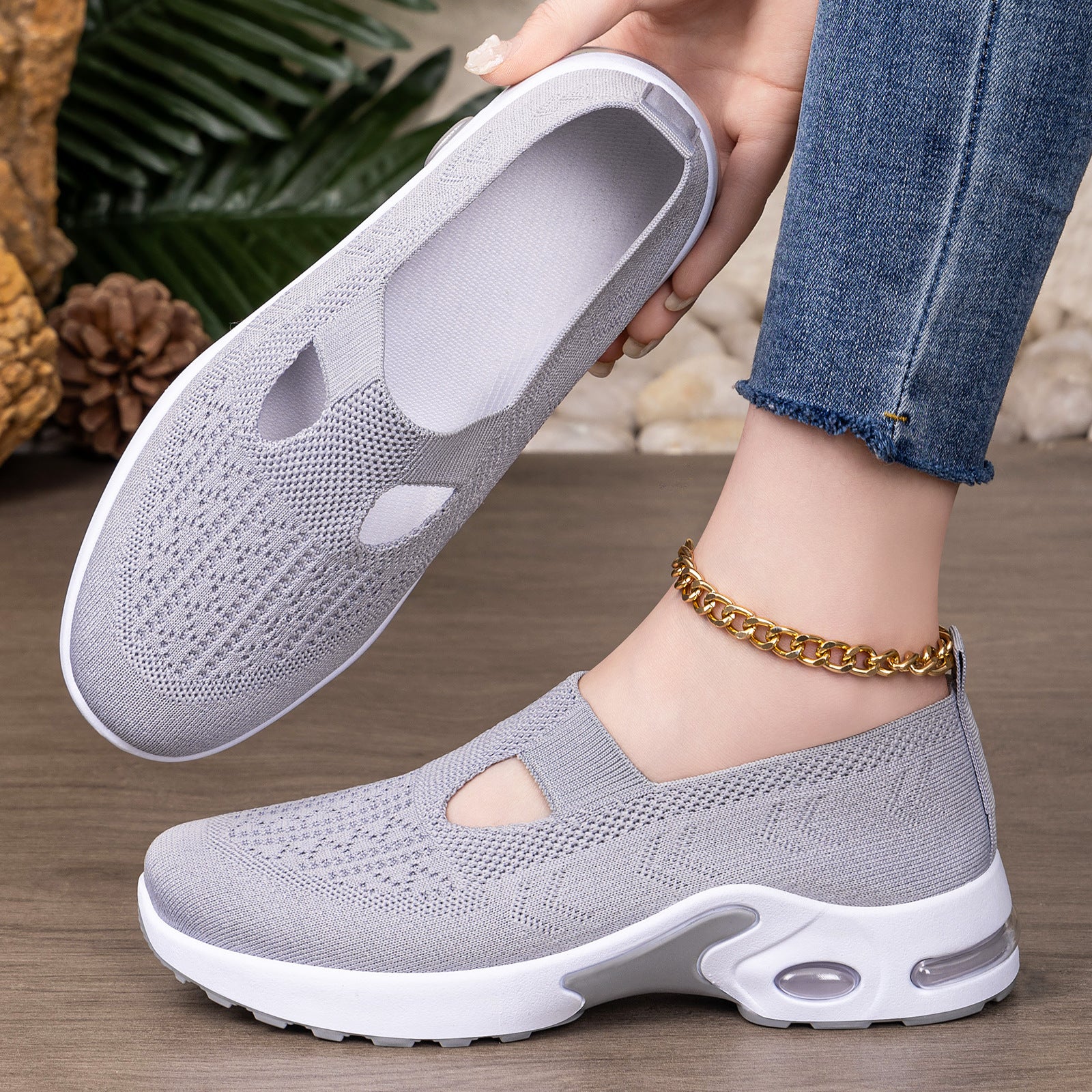 Damen Bequeme Slip-On Sportschuhe mit atmungsaktivem Strickdesign Heidi Mode - Image 3