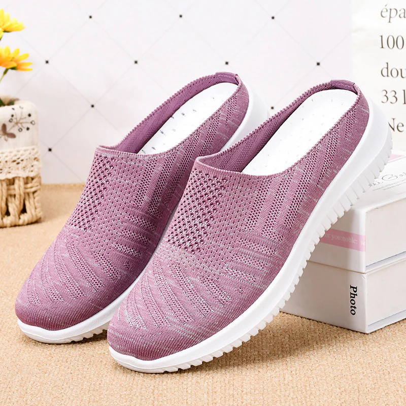 Damen Bequeme Stretch Slipper mit atmungsaktivem Strickdesign Heidi Mode