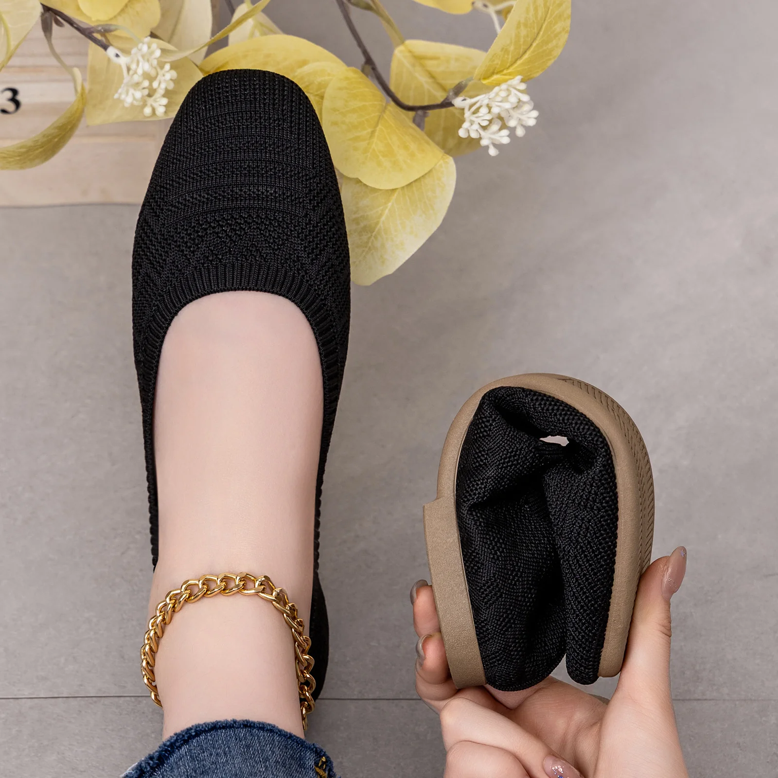 Damen Bequeme Strick-Ballerinas Heidi Mode - Image 2