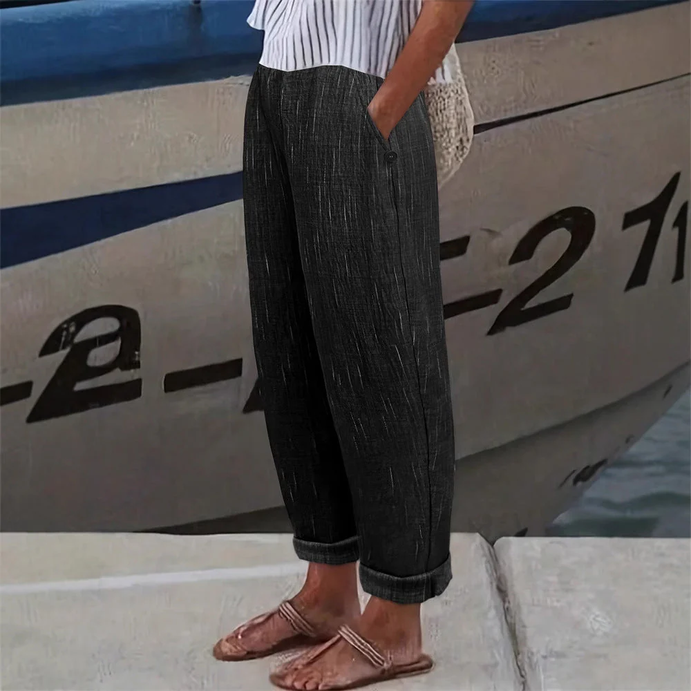 Damen Bequeme und Luftige Leinenhose mit Seitlichen Taschen Heidi-Mode - Image 6