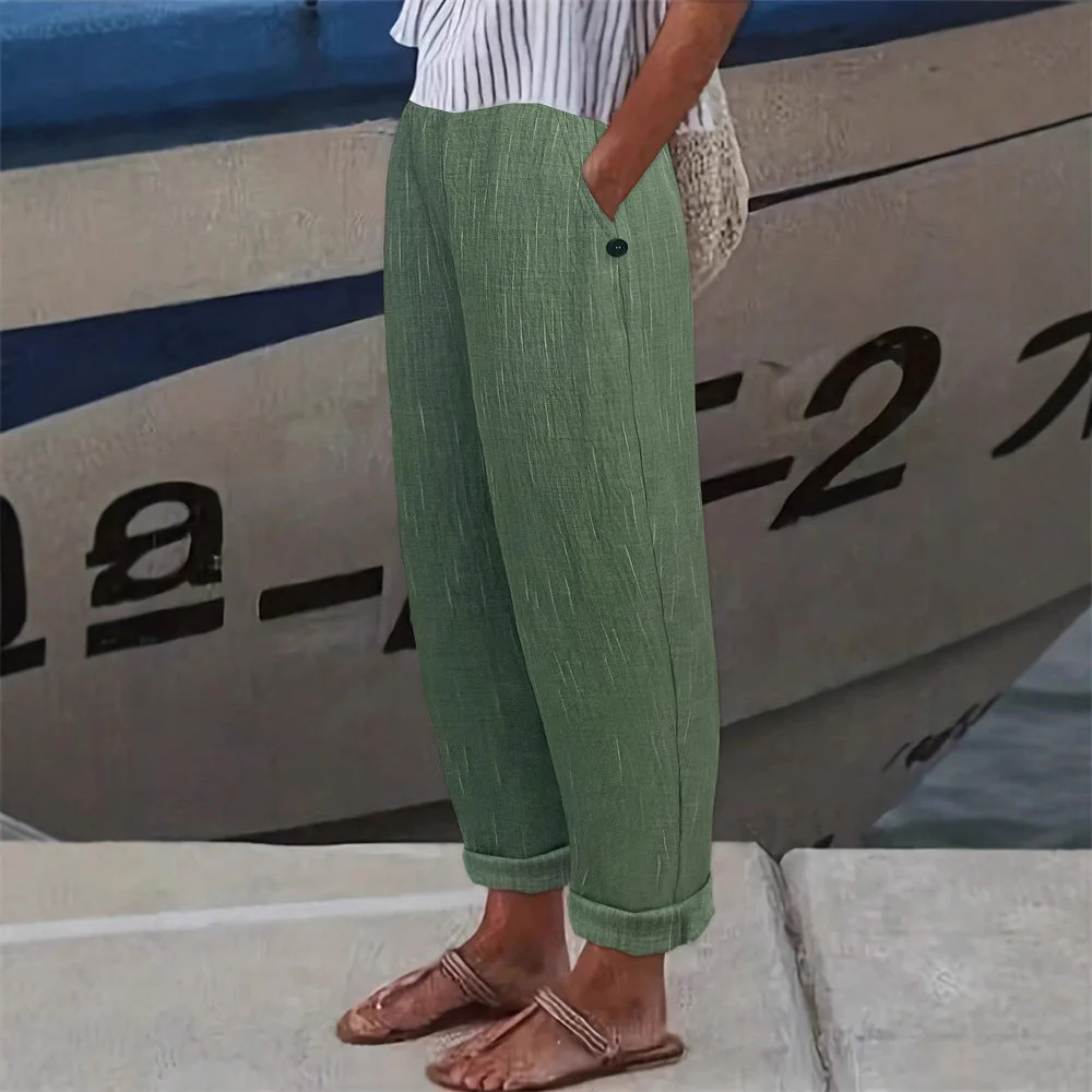 Damen Bequeme und Luftige Leinenhose mit Seitlichen Taschen Heidi-Mode - Image 7