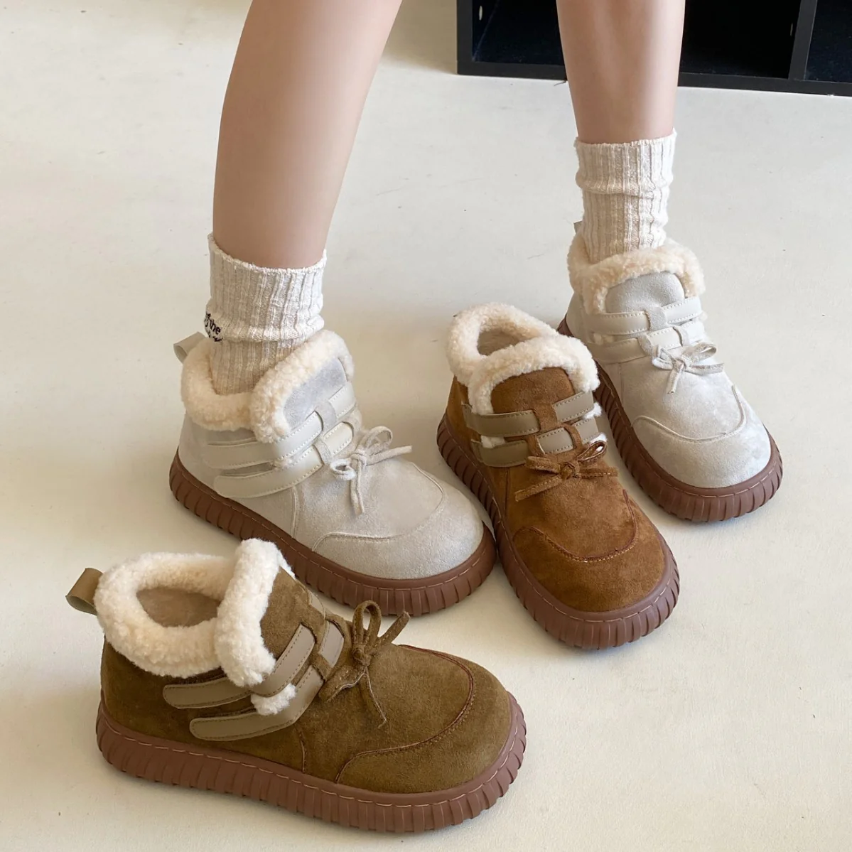 Damen Bequeme Winterboots mit weichem Kunstfellkragen und rutschfester Sohle Heidi Mode - Image 3