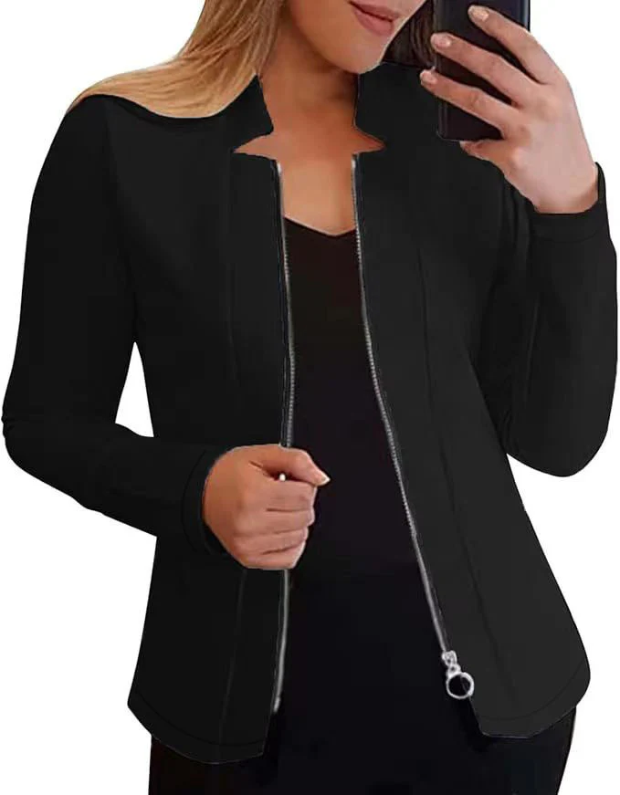 Damen Bikerjacke mit innovativem Schnitt und praktischen Reißverschlussdetails Heidi-Mode - Image 7