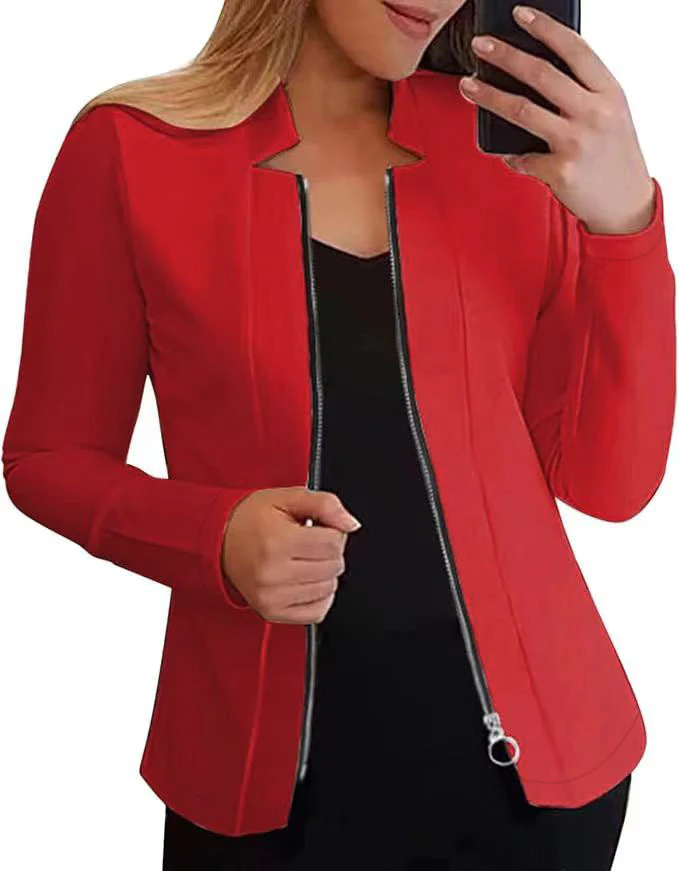 Damen Bikerjacke mit innovativem Schnitt und praktischen Reißverschlussdetails Heidi-Mode - Image 8