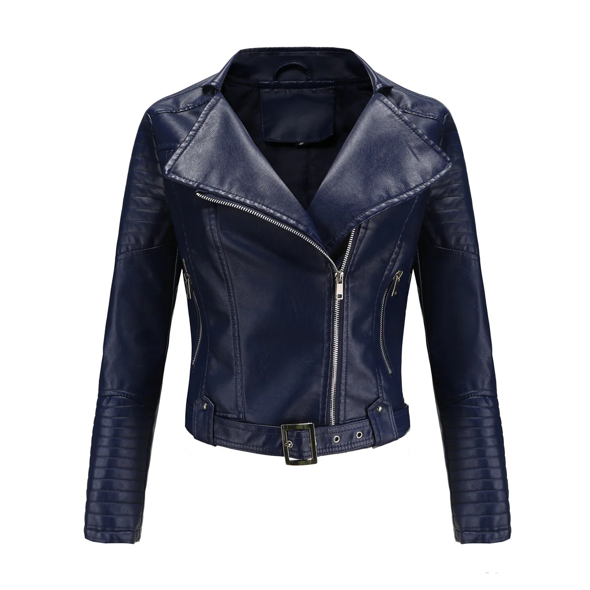 Übergangsjacke Damen schwarz im Biker-Design tailliert - Image 4