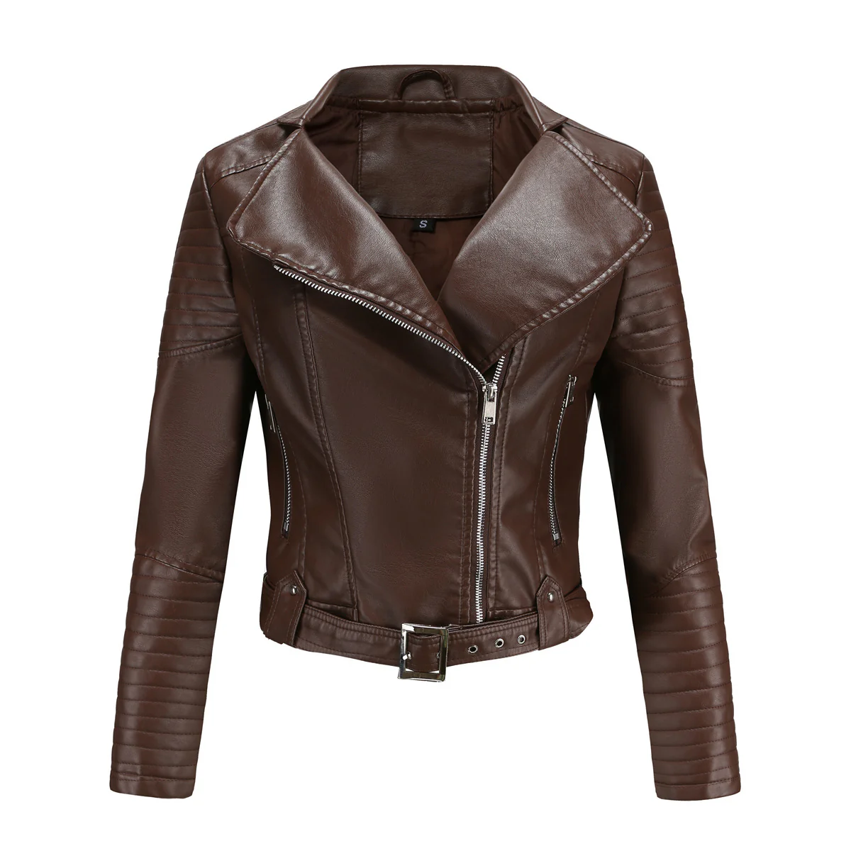 Übergangsjacke Damen schwarz im Biker-Design tailliert - Image 5