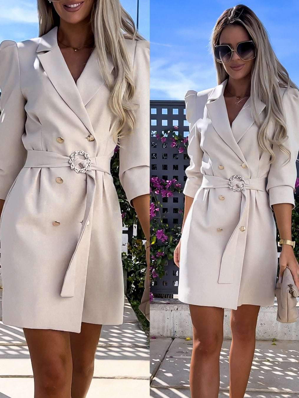 Damen Blazer Kleid mit tailliertem Schnitt und glamourösem Knopfdetail Heidi-Mode - Image 13
