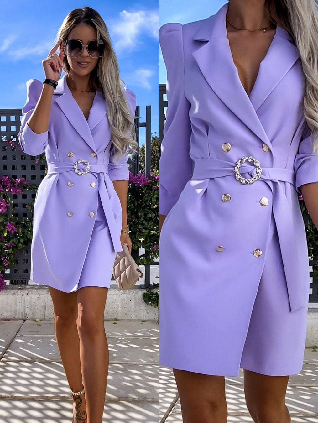 Damen Blazer Kleid mit tailliertem Schnitt und glamourösem Knopfdetail Heidi-Mode - Image 8
