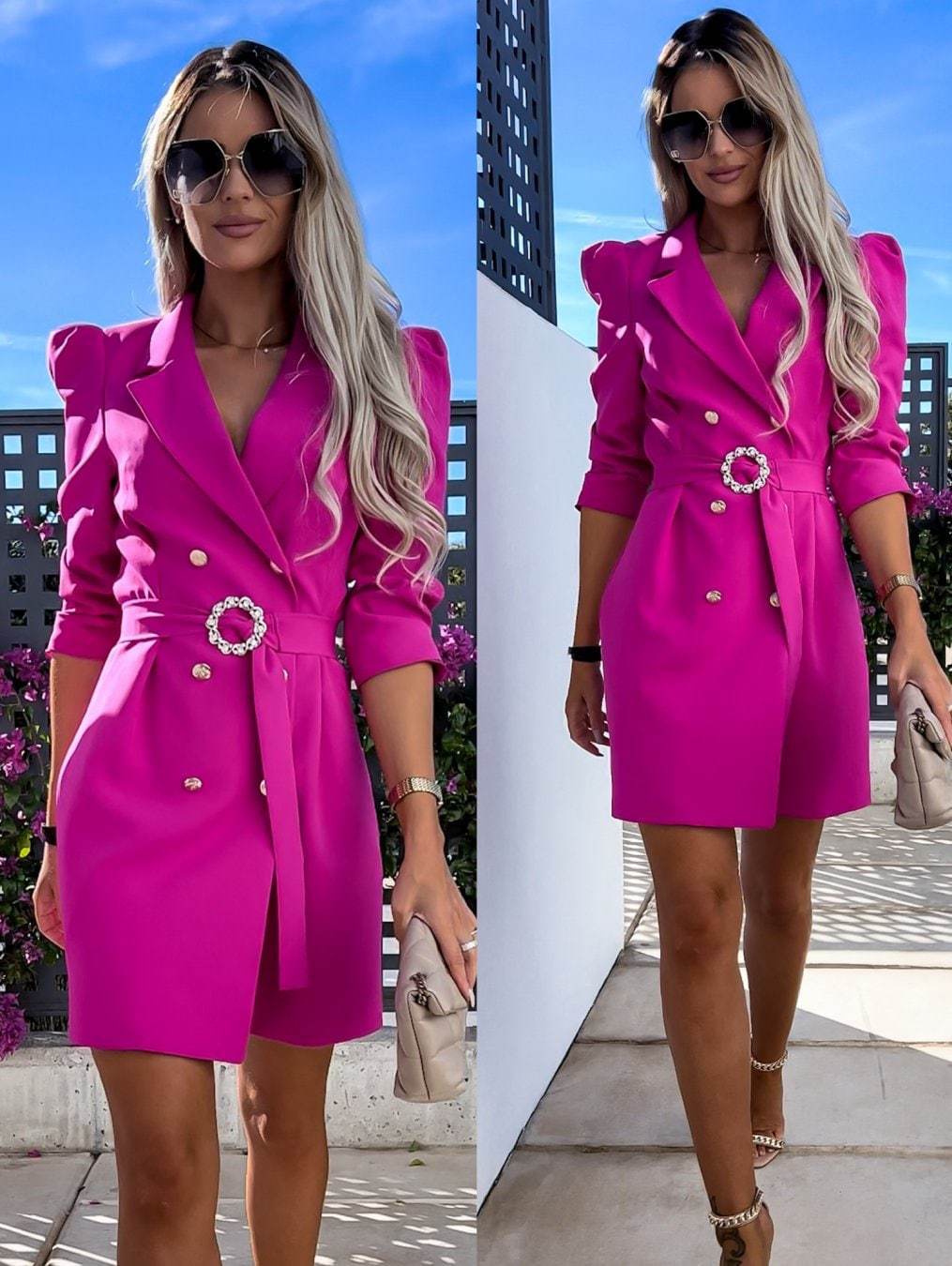 Damen Blazer Kleid mit tailliertem Schnitt und glamourösem Knopfdetail Heidi-Mode - Image 9