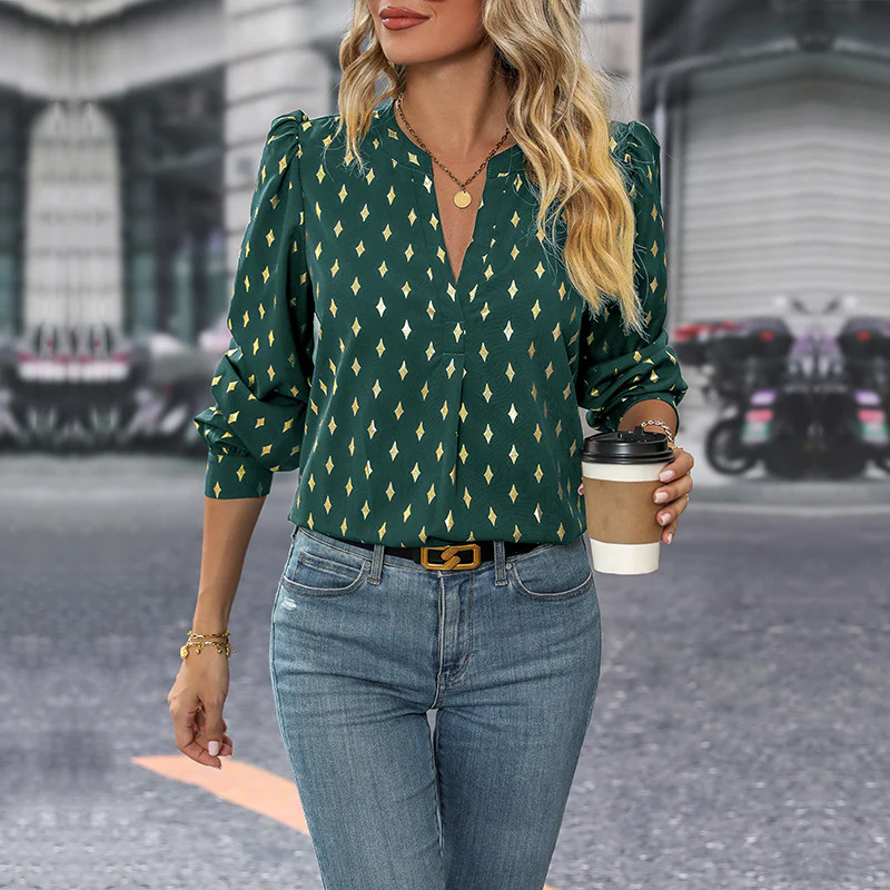 Damen Bluse mit auffälligem Diamantmuster Heidi-Mode - Image 2