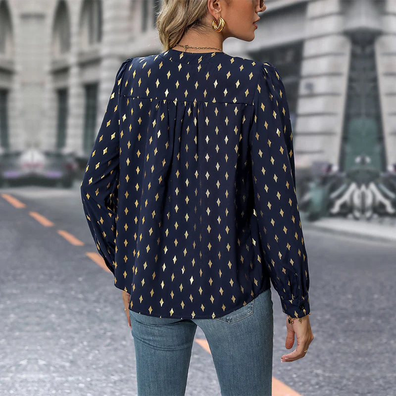 Damen Bluse mit auffälligem Diamantmuster Heidi-Mode - Image 4
