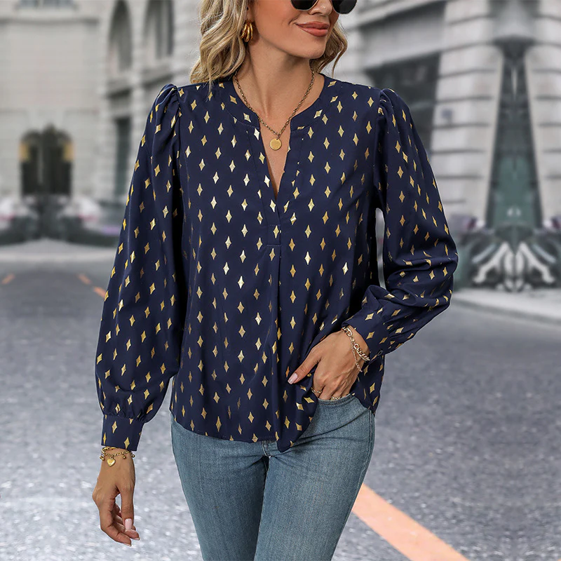 Damen Bluse mit auffälligem Diamantmuster Heidi-Mode - Image 6