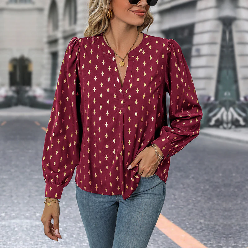 Damen Bluse mit auffälligem Diamantmuster Heidi-Mode - Image 7