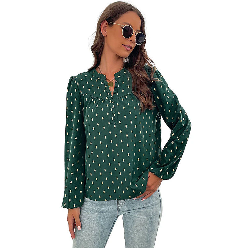 Damen Bluse mit Dekorativen Knöpfen und Eleganter Raffung Heidi-Mode - Image 5