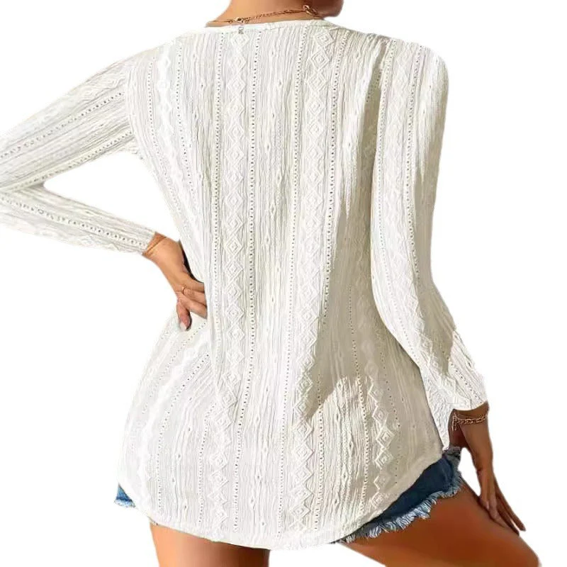 Damen Bluse mit Dekorativen Knöpfen und Strukturiertem Gewebe Heidi-Mode - Image 2