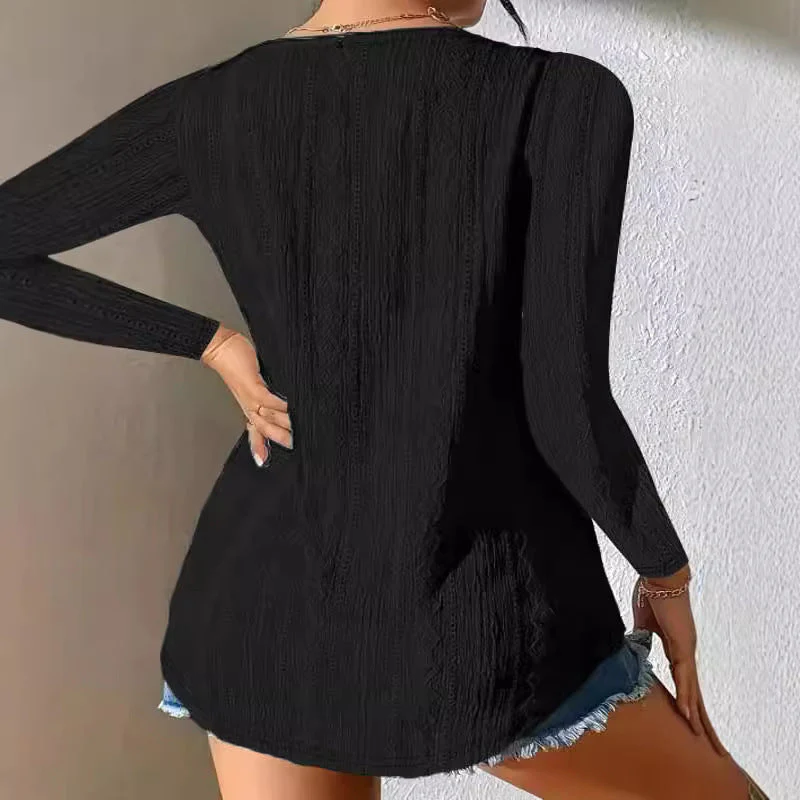 Damen Bluse mit Dekorativen Knöpfen und Strukturiertem Gewebe Heidi-Mode - Image 4