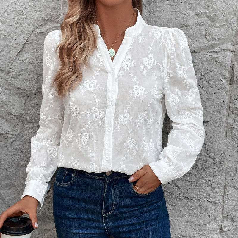 Damen Bluse mit Elegantem Floralem Lochmuster Heidi-Mode - Image 2