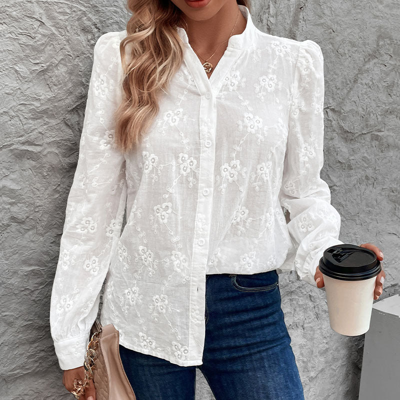 Damen Bluse mit Elegantem Floralem Lochmuster Heidi-Mode - Image 3
