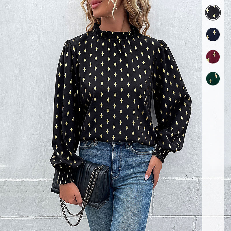 Damen Bluse mit Elegantem Kragen und Modischem Muster Heidi-Mode - Image 2
