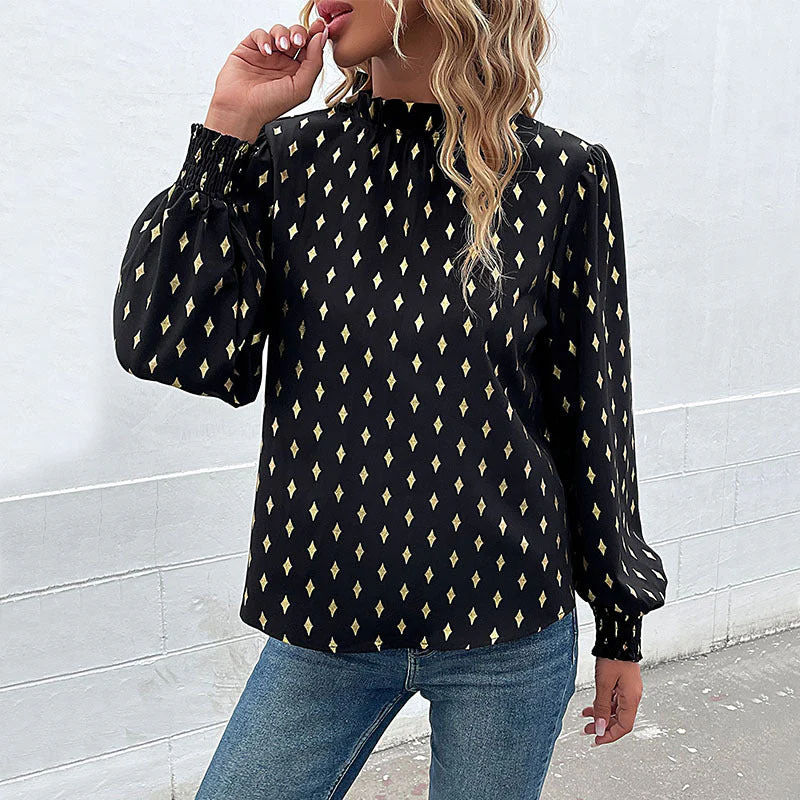 Damen Bluse mit Elegantem Kragen und Modischem Muster Heidi-Mode - Image 3