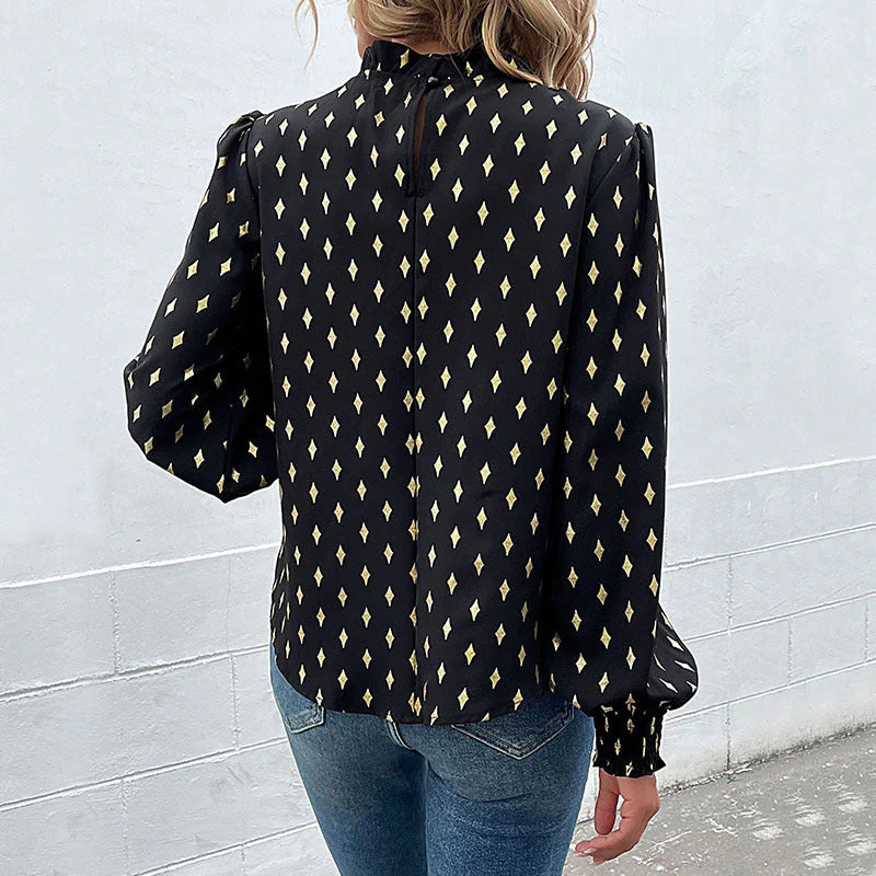 Damen Bluse mit Elegantem Kragen und Modischem Muster Heidi-Mode - Image 4