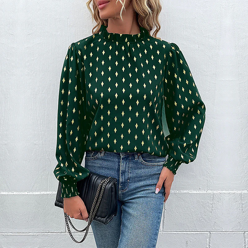 Damen Bluse mit Elegantem Kragen und Modischem Muster Heidi-Mode - Image 6