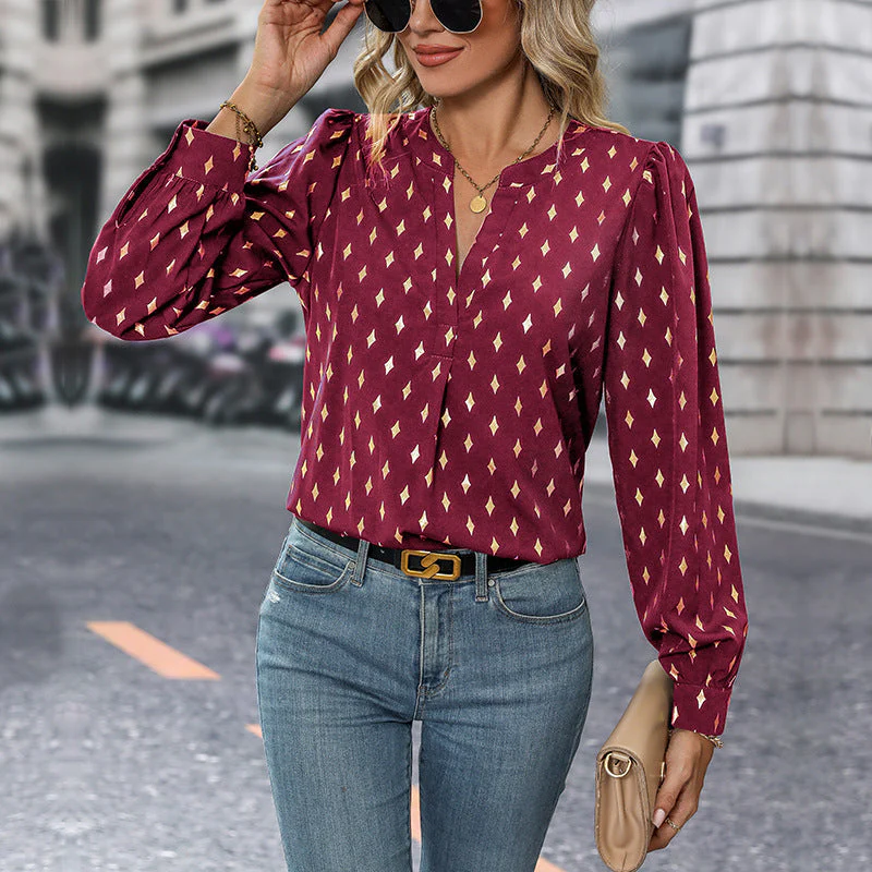 Damen Bluse mit Elegantem V-Ausschnitt und Feinen Rüschendetails Heidi-Mode - Image 4