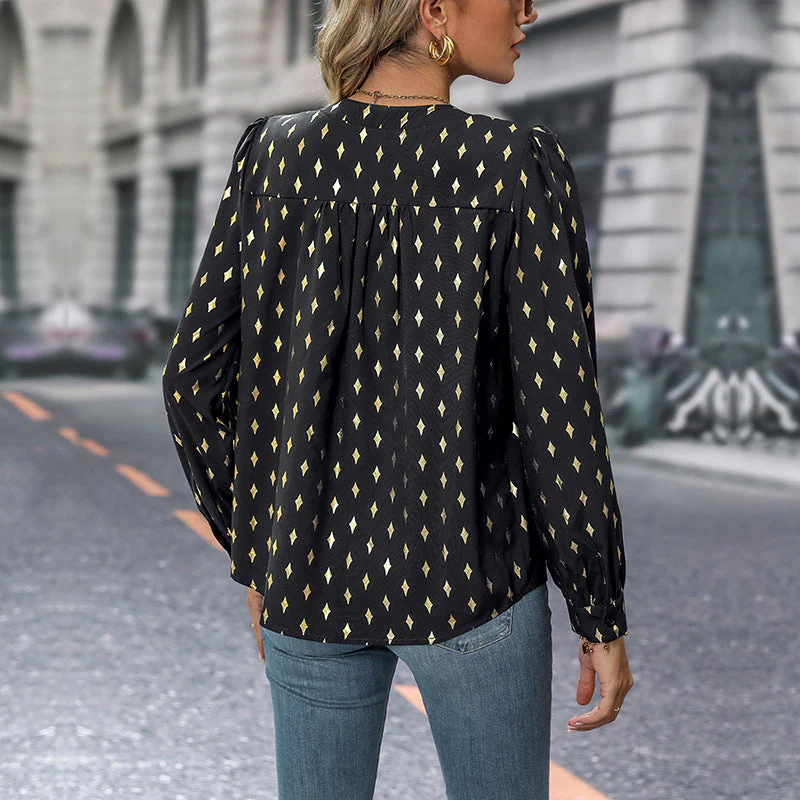Damen Bluse mit Elegantem V-Ausschnitt und Feinen Rüschendetails Heidi-Mode - Image 8