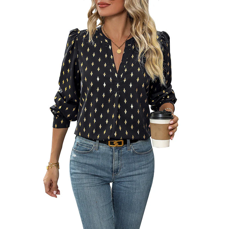 Damen Bluse mit Elegantem V-Ausschnitt und Feinen Rüschendetails Heidi-Mode - Image 9