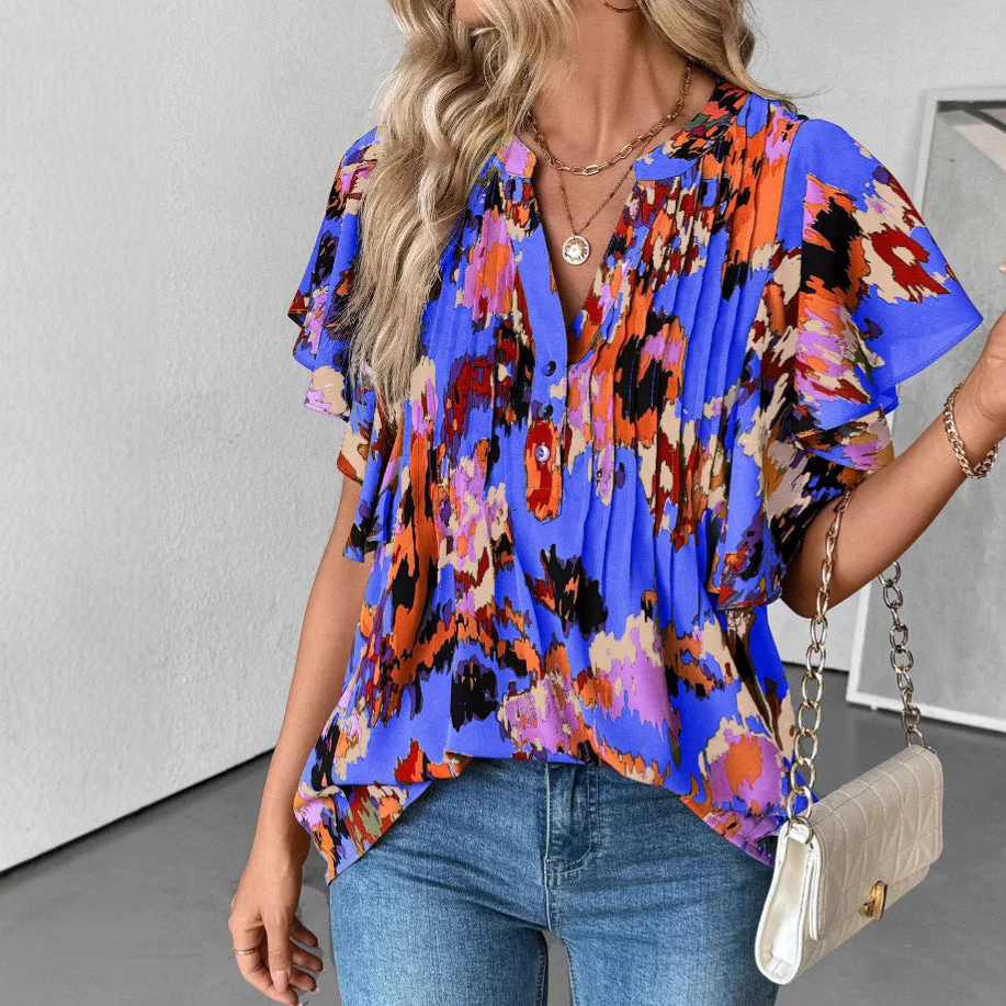 Damen Bluse mit Eleganten Rüschendetails und Verspieltem Print Heidi-Mode - Image 3