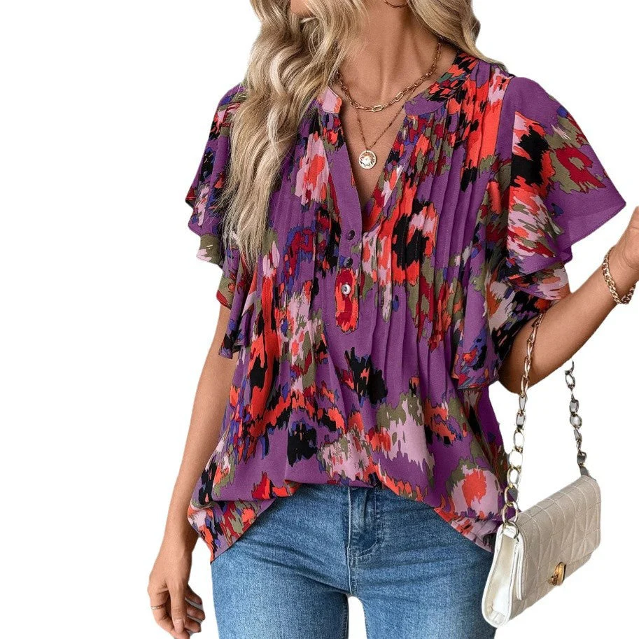 Damen Bluse mit Eleganten Rüschendetails und Verspieltem Print Heidi-Mode - Image 5