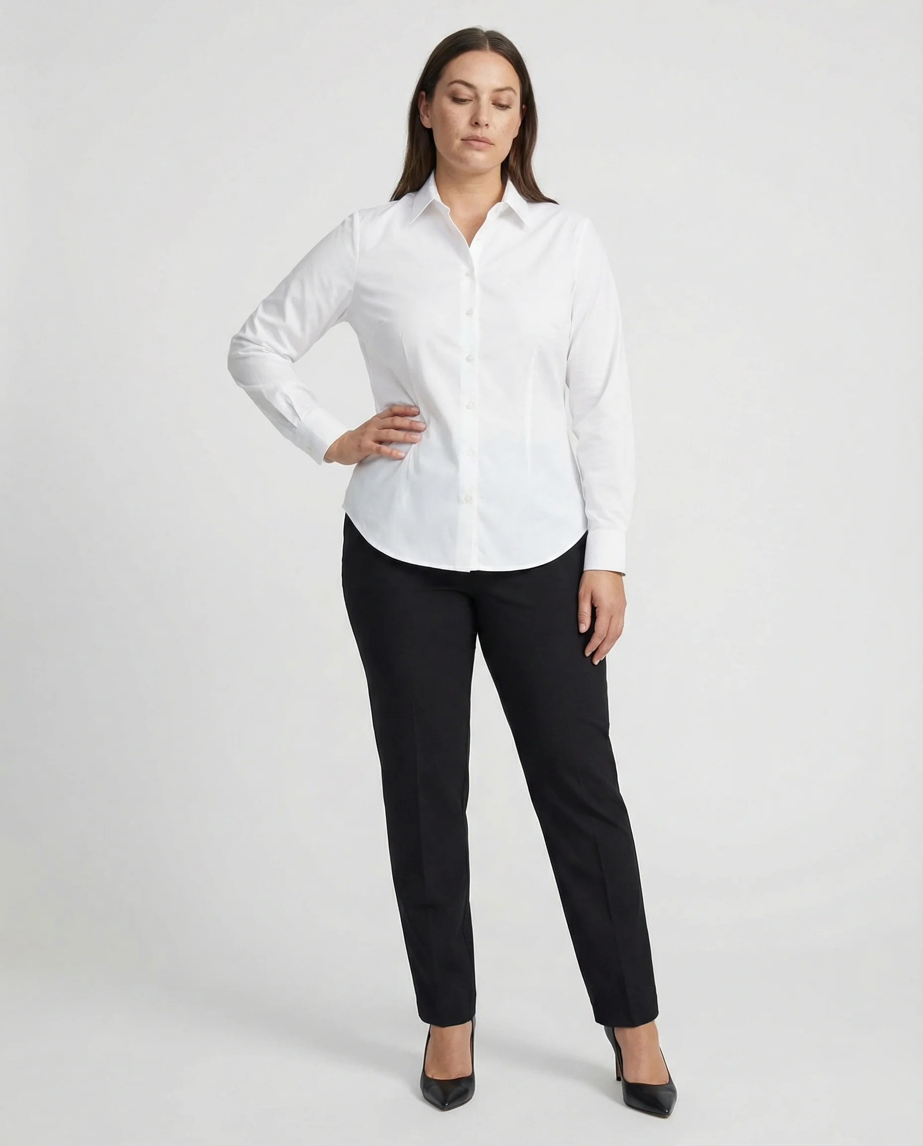 Hemdbluse Damen figurbetont mit Knopfdetails - Image 2