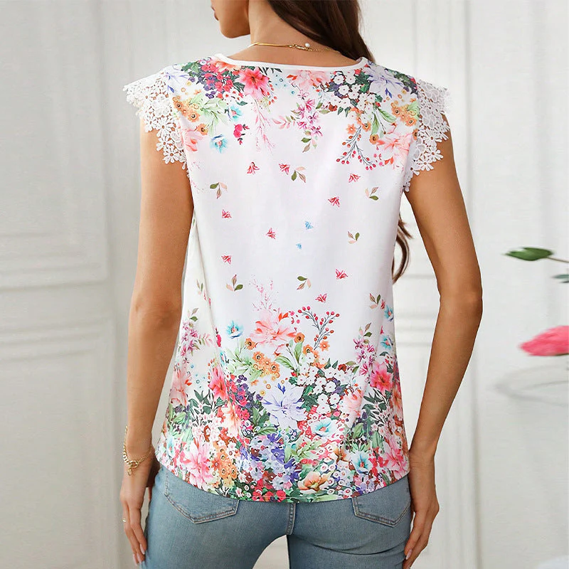 Damen Bluse mit Floralem Design und Elegantem Spitzenärmel Heidi-Mode - Image 3