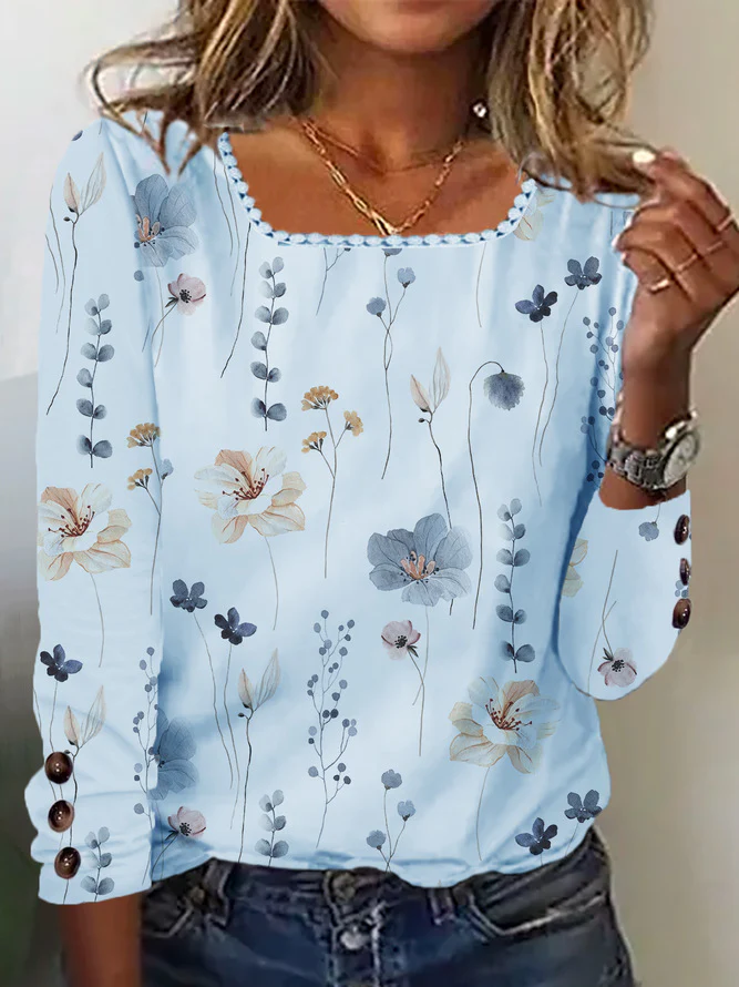 Damen Bluse mit floralem Druck und dekorativen Knopfdetails Heidi-Mode - Image 8