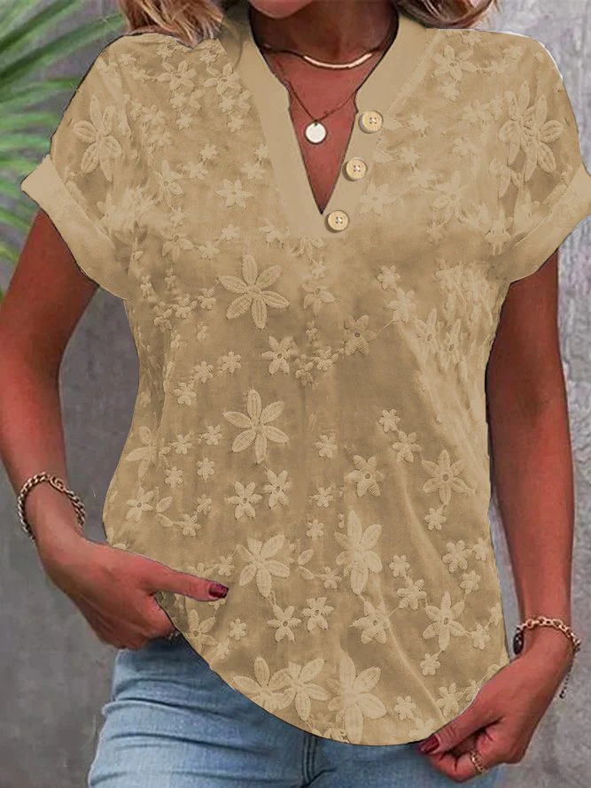 Damen Bluse mit floralem Stickmuster und klassischem V-Ausschnitt Heidi-Mode - Image 2
