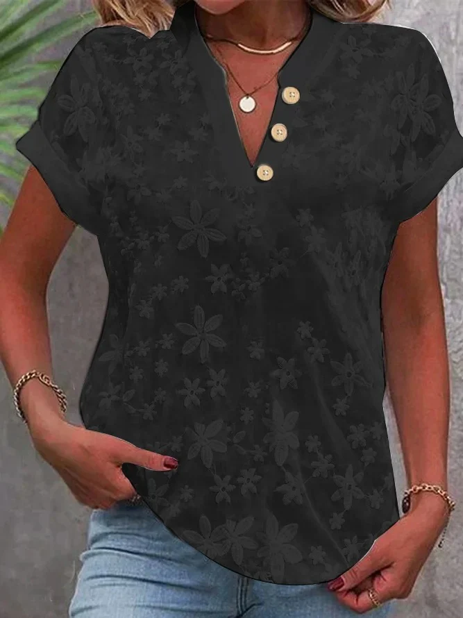 Damen Bluse mit floralem Stickmuster und klassischem V-Ausschnitt Heidi-Mode - Image 9