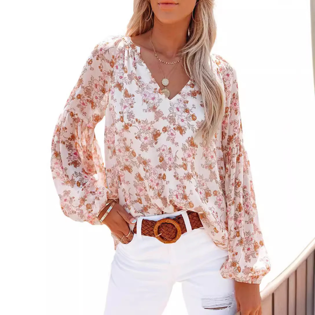 Damen Bluse mit floralen Mustern und V-Ausschnitt Heidi-Mode - Image 2