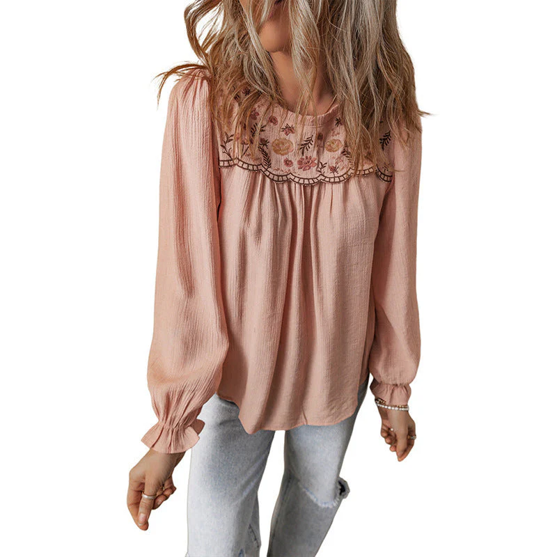 Damen Bluse mit Kunstvoller Stickerei und Lässigem Schnitt Heidi-Mode - Image 6