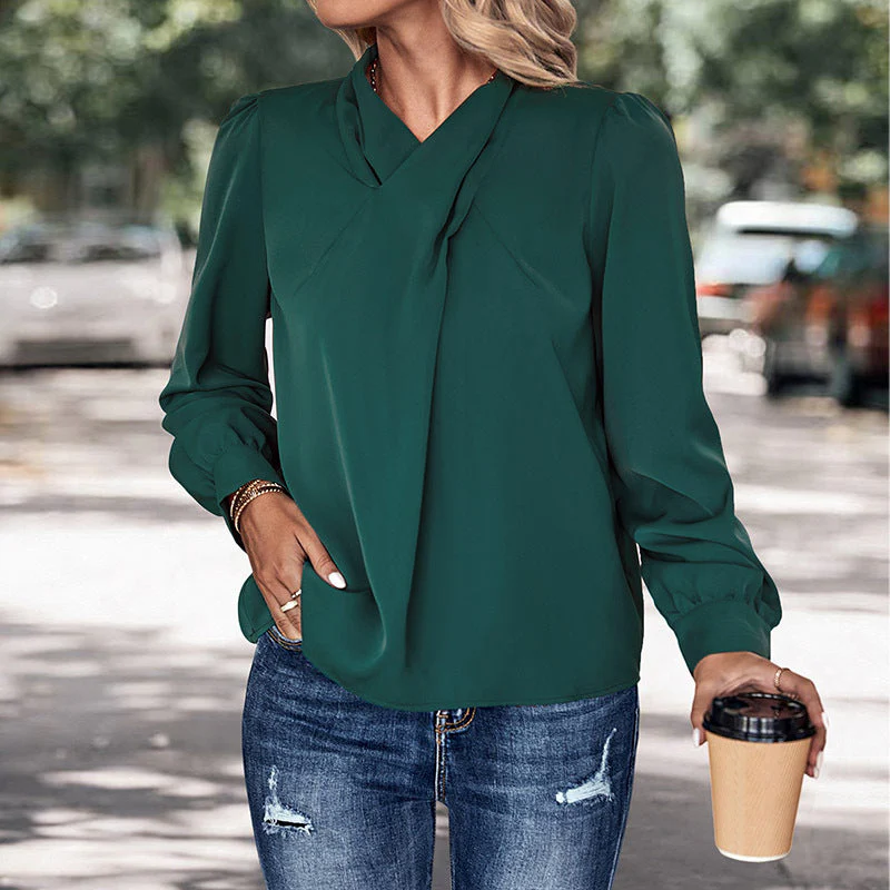Damen Bluse mit Lässiger Eleganz und Dekorativen Falten Heidi-Mode - Image 3