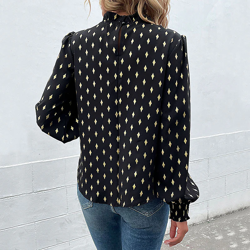 Damen Bluse mit luxuriösem Musterdruck und elegantem Stehkragen Heidi-Mode - Image 4