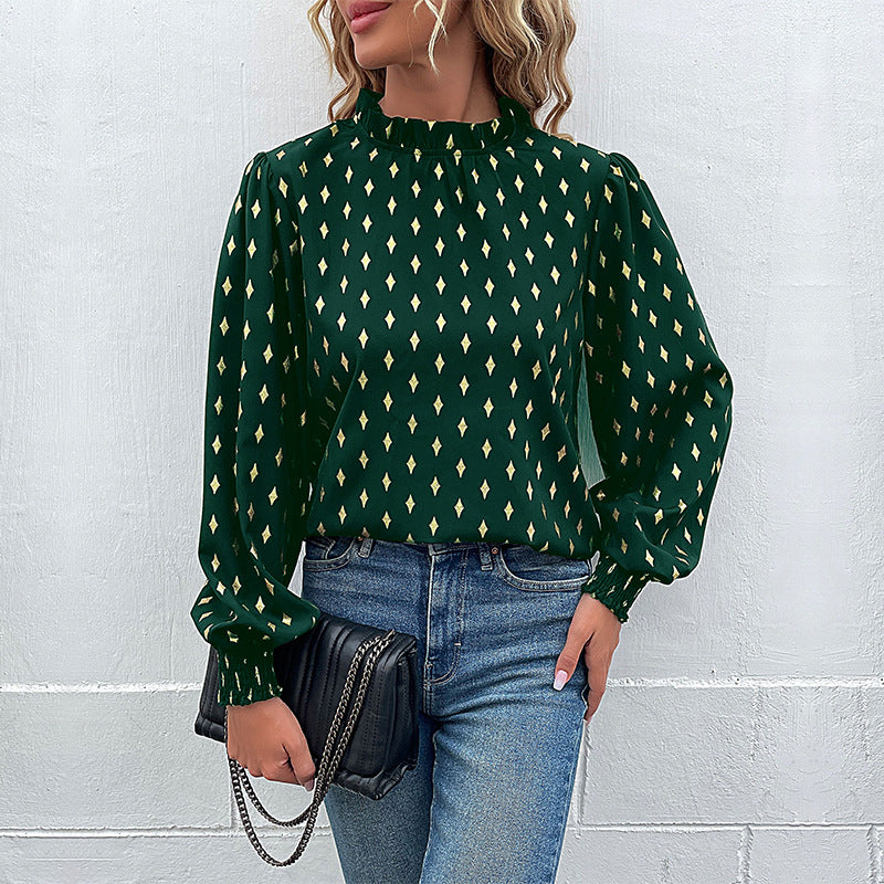 Damen Bluse mit luxuriösem Musterdruck und elegantem Stehkragen Heidi-Mode - Image 5