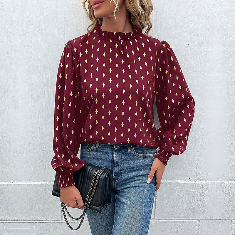 Damen Bluse mit luxuriösem Musterdruck und elegantem Stehkragen Heidi-Mode - Image 7