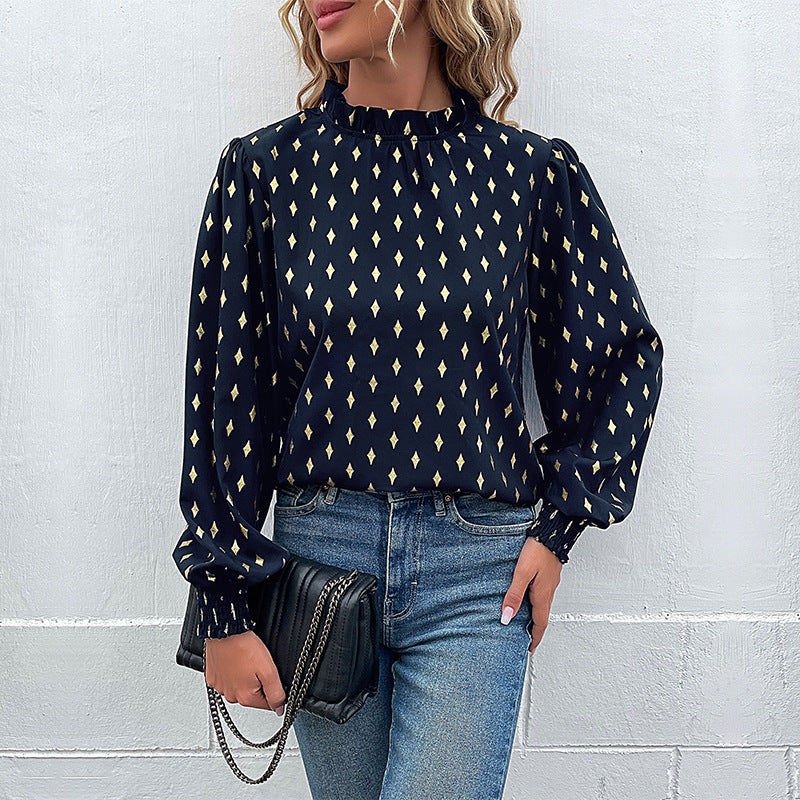Damen Bluse mit luxuriösem Musterdruck und elegantem Stehkragen Heidi-Mode - Image 8