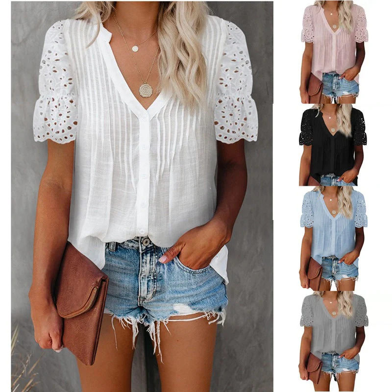 Damen Bluse mit Raffinierten Stoffdetails und Spitzenärmeln Heidi-Mode - Image 5