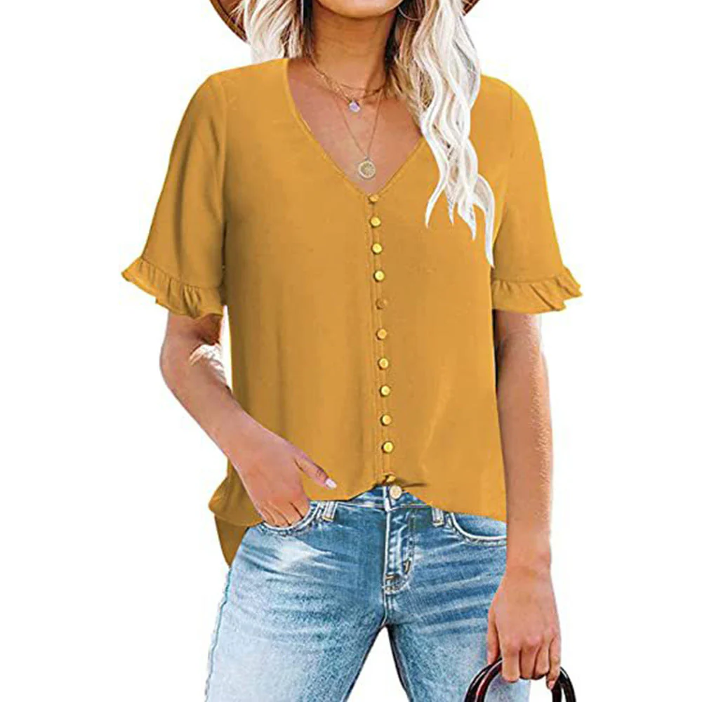 Damen Bluse mit Rüschendetails und Knopfleiste Heidi-Mode - Image 3