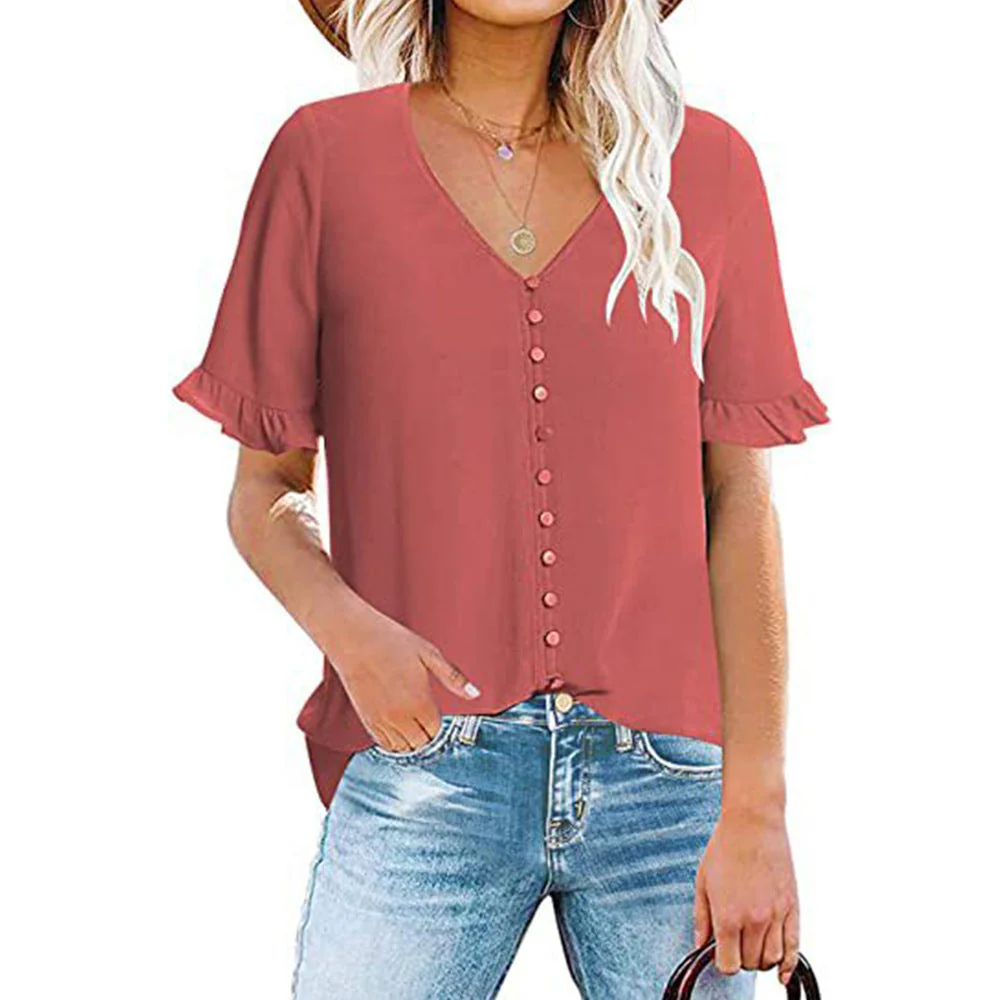Damen Bluse mit Rüschendetails und Knopfleiste Heidi-Mode - Image 2