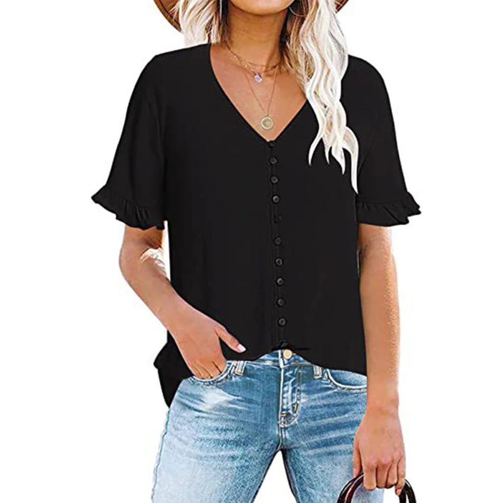 Damen Bluse mit Rüschendetails und Knopfleiste Heidi-Mode - Image 4