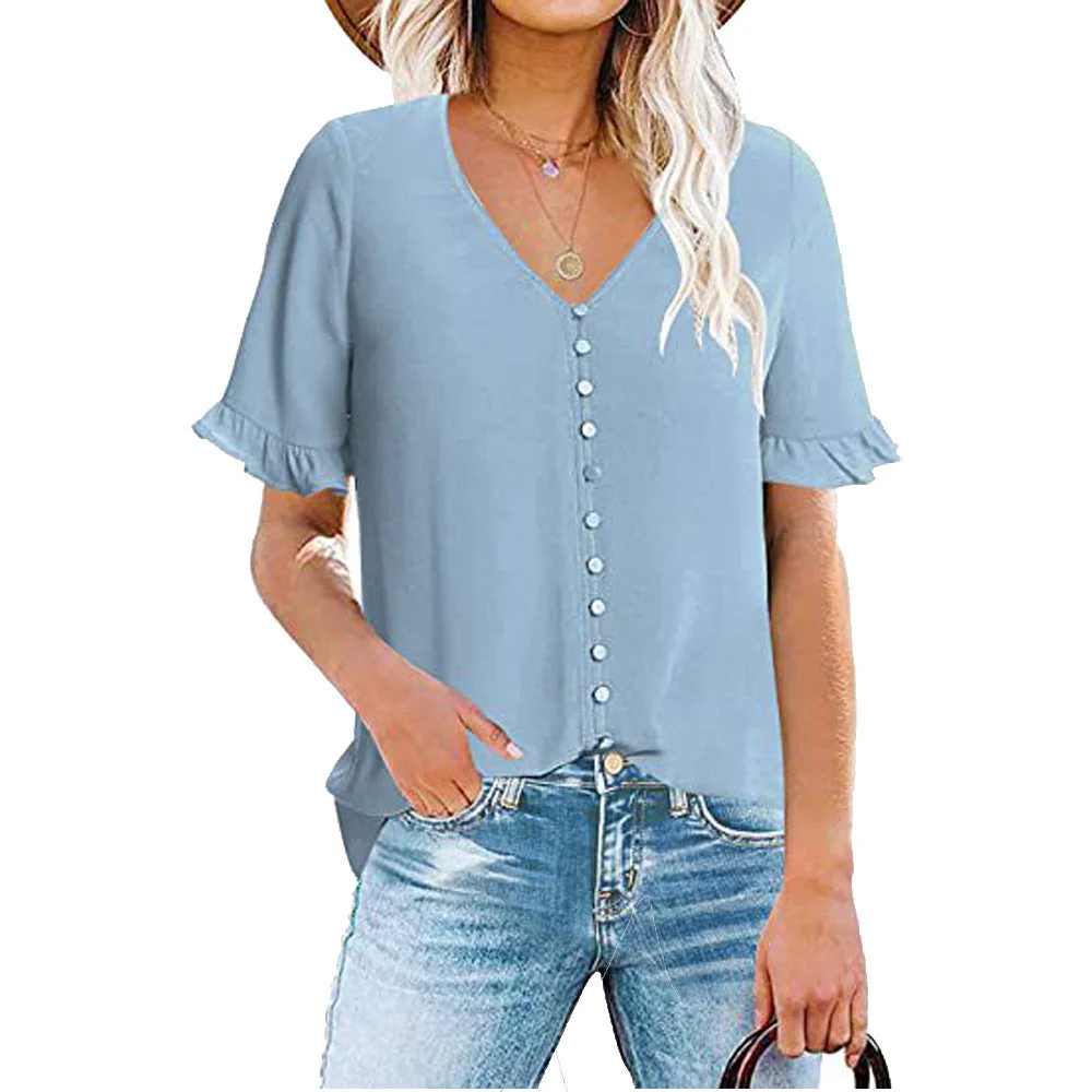 Damen Bluse mit Rüschendetails und Knopfleiste Heidi-Mode - Image 7
